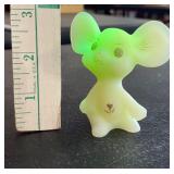 Fenton Uranium Glass Signed Mouse