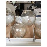 Large Clear Glass Ball Etched Ornaments (3)