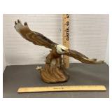 Vtg Hand Carved Wood Eagle. 10in tall