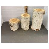 White Birch Pillar Candle Holders 8in/5in/3in