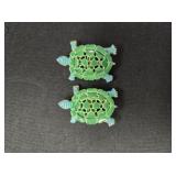 2 Vintage Enamel Turtle Pins