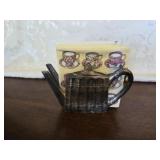 Vintage Teapot Silver Plated Napkin Holder & Teacu