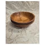 Set of 4 Vintage Wooden Salad Bowls