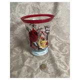 Crackle Glass Cardinals Votive Candle Holder