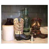 Decorative Cowboy Boots, Jug & Milk Jar