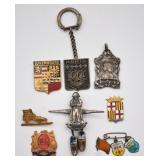 Group of Antique European Souvenir Pins, Pendants