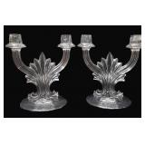 Pair of Fostoria Glass Dbl Candle Holders