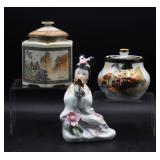 Asian Porcelain Jars & Girl Figurine