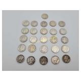 Mix Lot Of 26 Silver Dimes - Mercury / Roosevelt