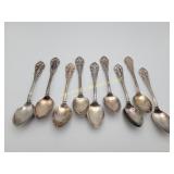 9) Vintage Short Dessert Spoons - Silverplate