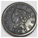 1845 Braided Hair Large Cent High Grade
