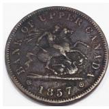 1857 Bank Of Upper Canada Half Penny Token