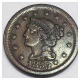 1853 Braided Hair Large Cent High Grade