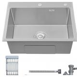 NEW $190 28"x18"x 9" Stainless Steel Drop-in Sink