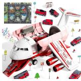 NEW $36 Toy Spray Airplane w/10 Fire Trucks