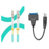 NEW 2PK-1 10FT Fiber Patch Cable & SATA-USB Cable