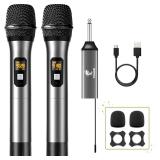 NEW $123 Dual Wireless Mics, Rechargeable Receiver