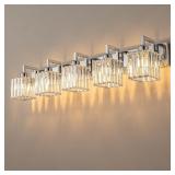 NEW $210 5-Vanity Lights Chrome Crystal