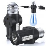 NEW 2PK Light Socket to Dual Plug Adapters