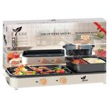 NEW $151 Electric Grill Indoor Hot Pot 2 in 1