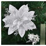 12Pcs Poinsettia Flowers Christmas Decor