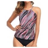 NEW $48 Two Piece Tankini Set Tummy Swimsuit, (L)