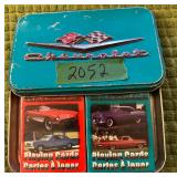 Chevrolet cards in tin