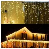 NEW 2pk Christmas Lights Curtain (8ft) 100 Lamps