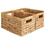 NEW $66 Water Hyacinth Storage Baskets 2PK