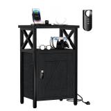 NEW $90 Wooden Nightstand with Charging Station