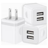 NEW 3PK Dual USB Port Charging Blocks