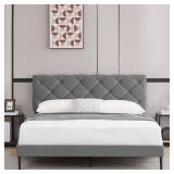 Full Size Bed Frame Velvet Upholstered Platform wi