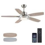 Ceiling Fan with Light and Remote/APP Control 50"