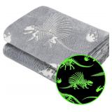 Glow in The Dark Blanket Dinosaur Throw Blanket fo