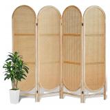 Asnefeli 4 Panels Room Dividers  Foldable Wooden R