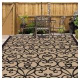 ROMROL Outdoor Rug 5x8 ft Vintage Vine Texture Wea