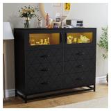 $180 6 Drawer Dresser for Bedroom with LED Lights