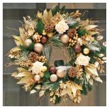 Soomeir 24 inches Christmas Wreath with Ball Ornam