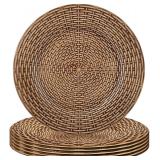 Gifturbo Faux Rattan Rustic Charger Plates  13" El