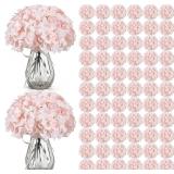 Auihiay 104 pcs Hydrangea Artificial Flowers  Pink