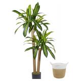 Warmplants Artificial Dracaena Tree  4ft Tall Fake