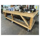 Large Wood Working Table on Casters