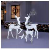 Pre-Lit Animated Iced Deer Family 3 Pc