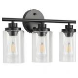 2 Pcs 3 Light Bathroom Vanity Lights  Black