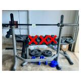 Weight Bench w/ adjustable weight dumbbells