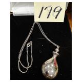 Vintage Silver Perfume Bottle Necklace