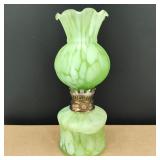 Vintage Green Glass Oil Lamp