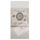 1950 Thialand 10 Satang Coin