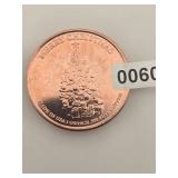 Copper Merry Chrismas MADE IN USA 999 1 OZ