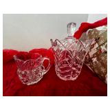 Cut Crystal 2 pcs 3 1/4" creamer & 6 3/4" dish